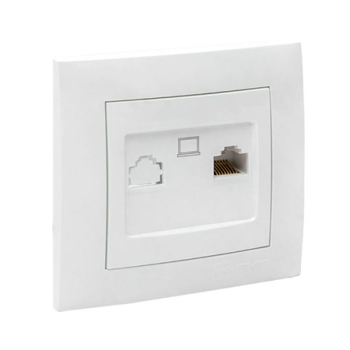 Валенсия розетка компьютерная RJ-45 1-местная белая EKF
