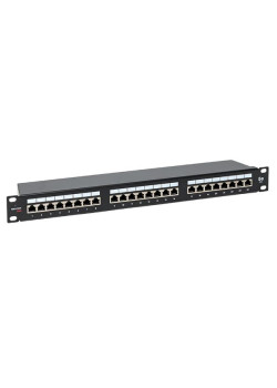 Патч-панель TERACOM PRO 19'' Cat.5E 1U полный экран STP 24 порта RJ-45 Dual IDC с органайзером