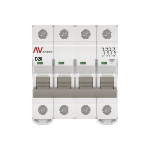 Авт. выкл. AV-6 4P 20A (D) 6kA EKF AVERES