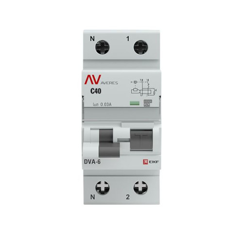 АВДТ DVA-6 1P+N 40А х-ка C 30мА тип A эл-мех. 6кА AVERES EKF