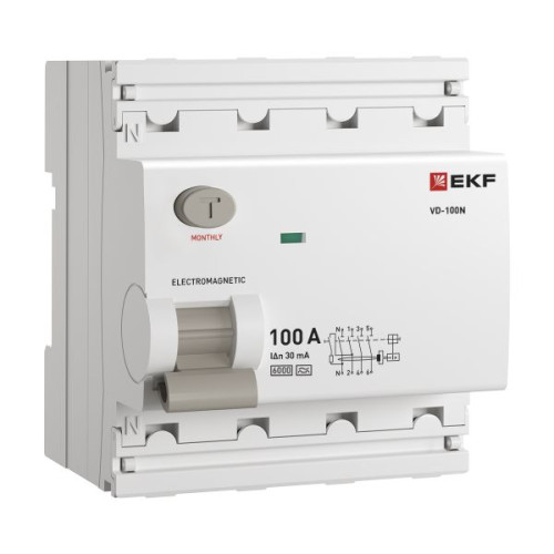 ВДТ ВД-100N 4P 100А 30мА A эл-мех 6кА PROXIMA EKF