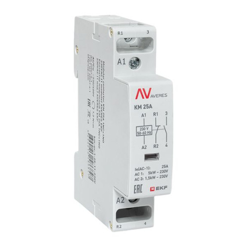 Контактор модульный КМ 25А 1NO+1NC 230В АС (1 мод.) AVERES EKF