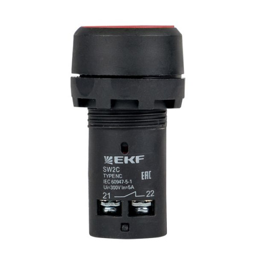 Кнопка SW2C-11 с фиксацией красная NO+NC EKF
