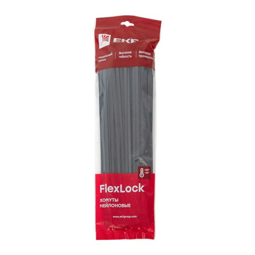 Хомут P6.6 стандартный (ч), 7.6x350 (100шт) FlexLock
