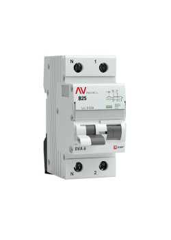 АВДТ DVA-6 1P+N 25А х-ка B 30мА тип AС эл-мех. 6кА AVERES EKF