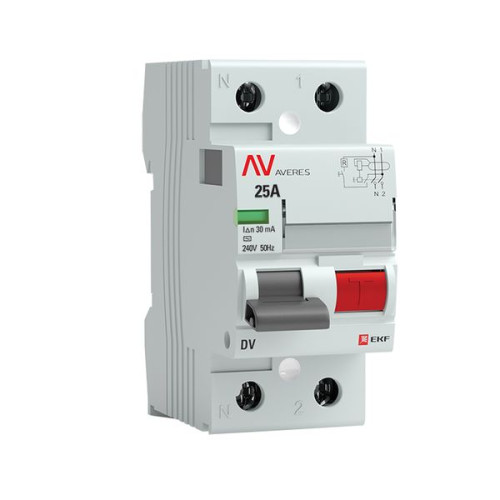 ВДТ DV 2P 25А 30мА тип AC эл-мех 6kA AVERES EKF