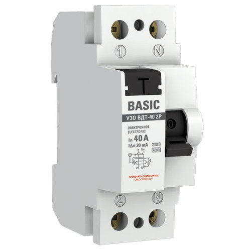 ВДТ ВДТ-40 2P 40А 30мА тип АС эл. 4,5кА BASIC