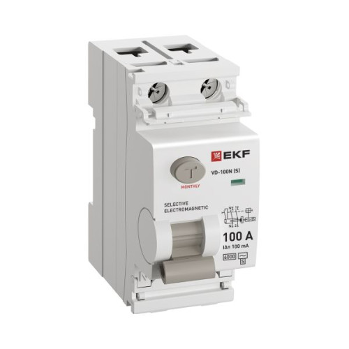 ВДТ ВД-100N (S) 2P 100А 100мА AC эл-мех 6кА PROXIMA EKF