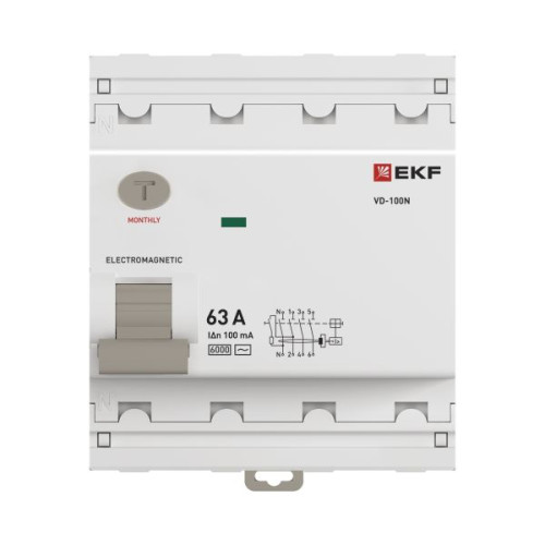 ВДТ ВД-100N 4P 63А 100мА AC эл-мех 6кА PROXIMA EKF ВДТ ВД-100N 4P 63А 100мА AC эл-мех 6кА PROXIMA EKF