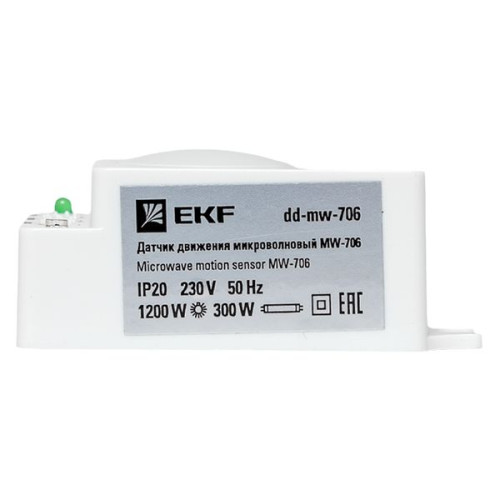 Микроволновый датчик движения бел. 1200Вт 360гр. до 10м IP20 MW-706 EKF