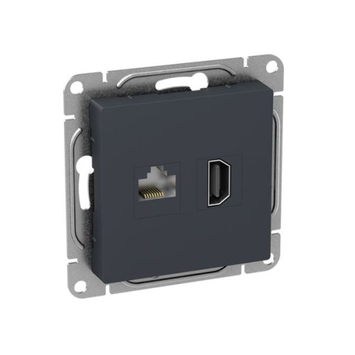 Механизм роз., HDMI+RJ45 (cat5), графит., Эпика EKF
