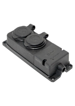 Роз. (колодка) двухмест. с защит. крышками каучуковая 230В 2P+PE 16A IP44 EKF PRO