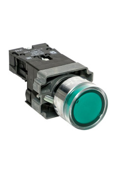 Кнопка BA31 с подсветкой 230В зеленая NO IP65 EKF