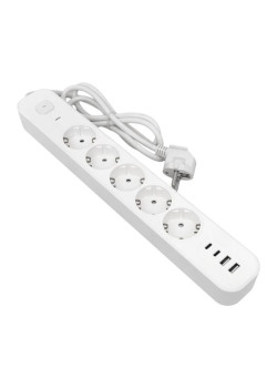 Удлинитель LUX 5 гнезд 2USB 2,4А+2type-C 1,5 метра 1,5мм2 EKF