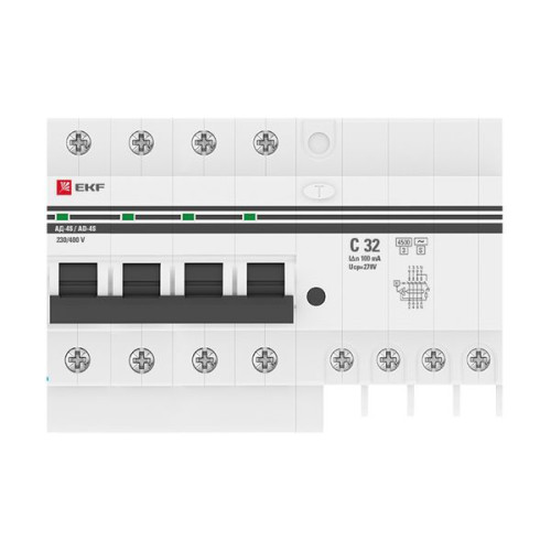 АВДТ АД-4 4P (S) 32А х-ка C 100мА тип АС эл. 4,5кА PROXIMA EKF
