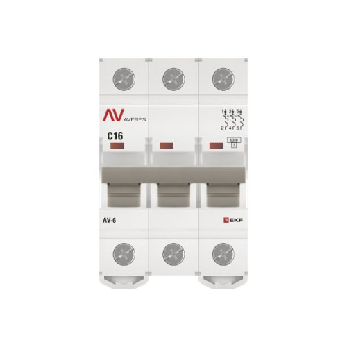 Авт. выкл. AV-6 3P 16A (C) 6kA EKF AVERES