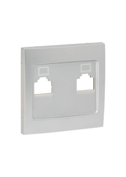 Валенсия лиц. панель розетки RJ-45 2-местная сталь EKF