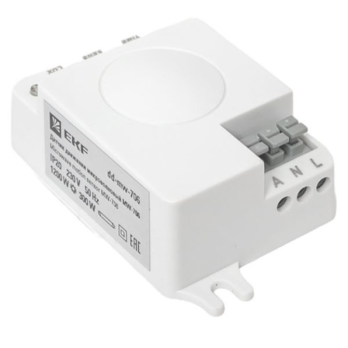 Микроволновый датчик движения бел. 1200Вт 360гр. до 10м IP20 MW-706 EKF
