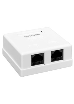 Розетка настенная TERACOM Cat.5E неэкран. 2 порта RJ-45 Dual IDC белая