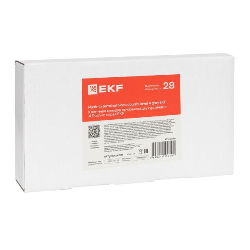 Клемма двухуровневая Push-in 4 мм2 4 вывода серая EKF Клемма двухуровневая Push-in 4 мм2 4 вывода серая EKF