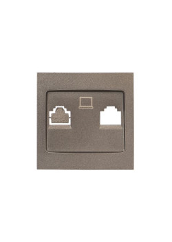 Валенсия лиц. панель розетки RJ-45 2-местная графит EKF
