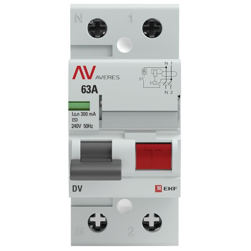 ВДТ DV 2P 63А 300мА тип AC эл-мех 6kA AVERES EKF