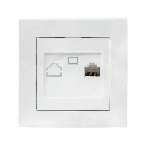 Валенсия розетка компьютерная RJ-45 1-местная белая EKF
