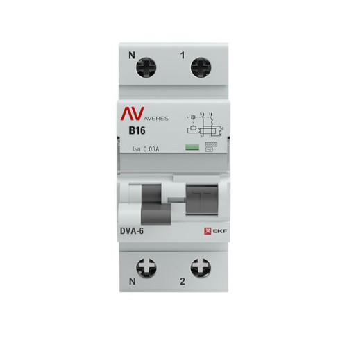 АВДТ DVA-6 1P+N 16А х-ка B 30мА тип AС эл-мех. 6кА AVERES EKF