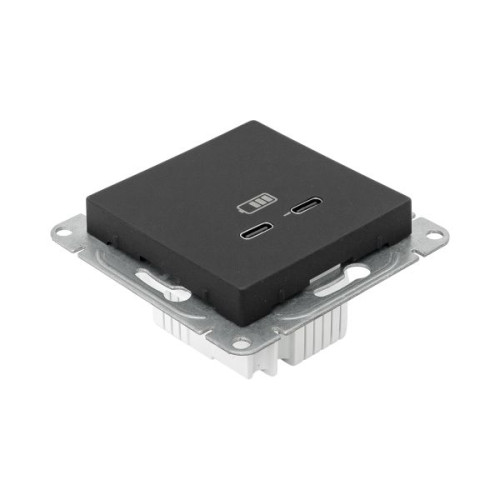 Механизм розетки USB-C - 2шт чёрн. Эпика EKF