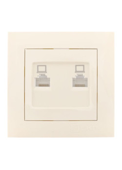 Валенсия розетка компьютерная RJ-45 2-местная кремовая EKF