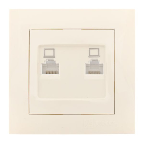 Валенсия розетка компьютерная RJ-45 2-местная кремовая EKF
