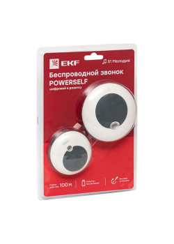 Звонок беспр. в розетку Powerself (230В, бел.-сер. 51 мелод. с индик. 4 ур.) EKF