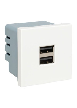 Розетка USB A+A, 2.1А, 2 гнезда, без индикатора EKF