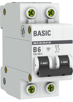 Авт. выкл. ВА 47-29 2P 6А (B) 4,5кА BASIC