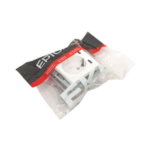 Механизм розетки с USB-C - 2шт, 16А, с з., со шт., бел. Эпика EKF